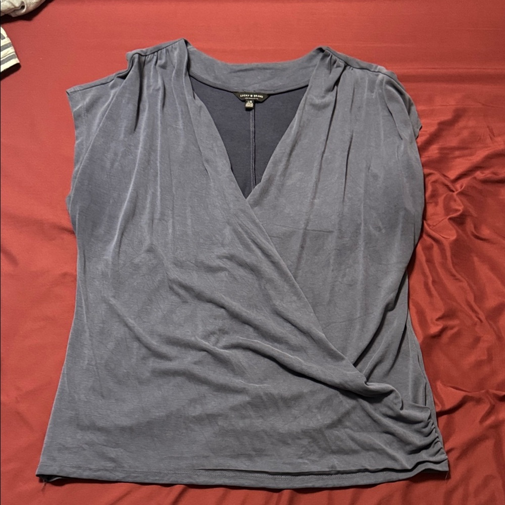 Lucky Brand Slate Blue Draped Surplice Camisole